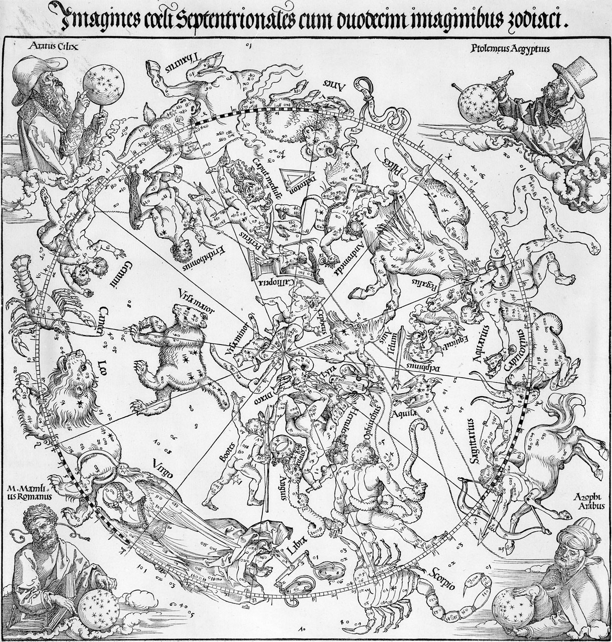Imagines coeli septentrionales cum duodecim imaginibus zodiaci, Albrecht Dürer, 1515